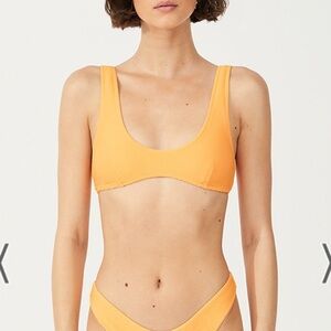 Zulu And Zephyr Signature Crop Bralette Bikini Top Ribbed Orange Size 2 New